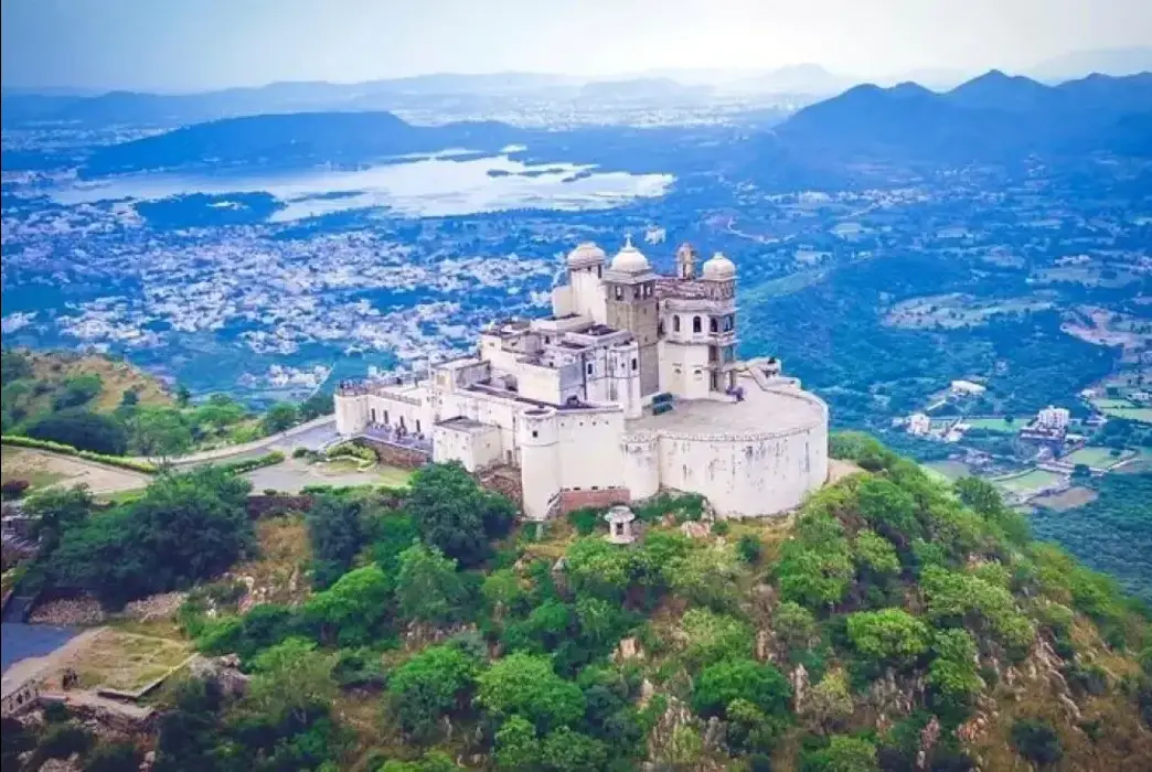 Monsoon Palace sunset view over Udaipur city