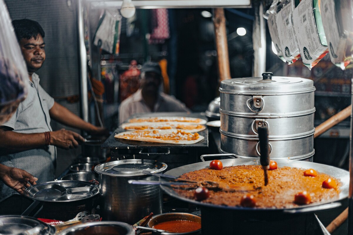 Freshly cooked Indian street food
